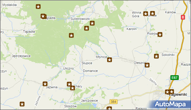mapa Młynica, Młynica na mapie Targeo
