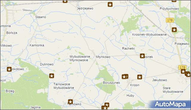 mapa Młynkowo gmina Połajewo, Młynkowo gmina Połajewo na mapie Targeo