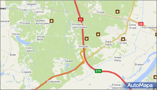 mapa Mniszek gmina Dragacz, Mniszek gmina Dragacz na mapie Targeo