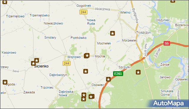 mapa Mochle, Mochle na mapie Targeo