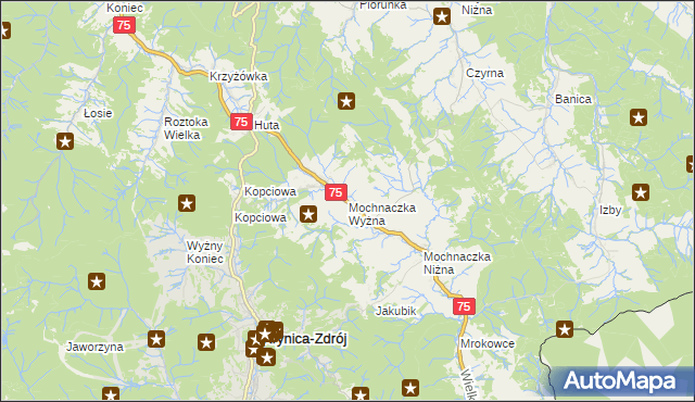 mapa Mochnaczka Wyżna, Mochnaczka Wyżna na mapie Targeo