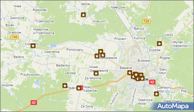 mapa Modliszewice, Modliszewice na mapie Targeo