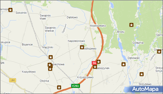 mapa Modliszewo, Modliszewo na mapie Targeo