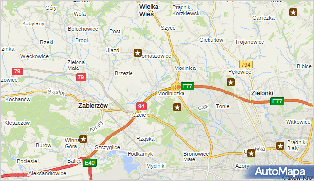 mapa Modlniczka, Modlniczka na mapie Targeo