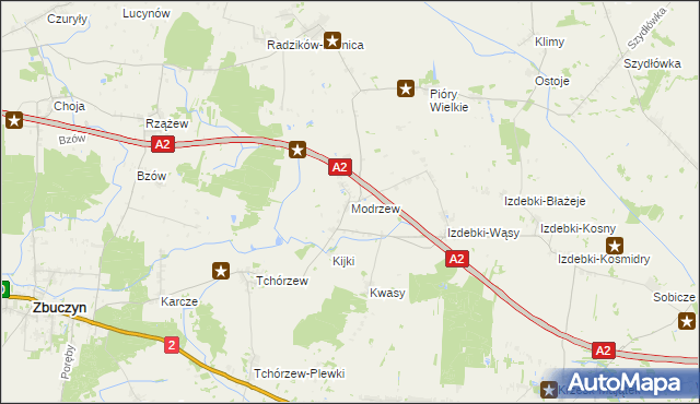 mapa Modrzew gmina Zbuczyn, Modrzew gmina Zbuczyn na mapie Targeo