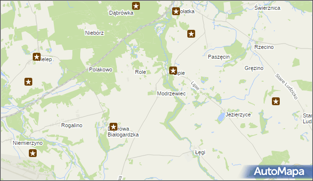 mapa Modrzewiec, Modrzewiec na mapie Targeo