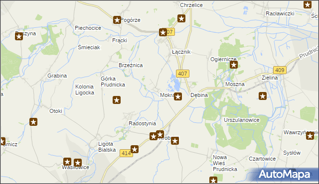 mapa Mokra gmina Biała, Mokra gmina Biała na mapie Targeo