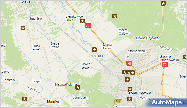 mapa Mokra gmina Skierniewice, Mokra gmina Skierniewice na mapie Targeo