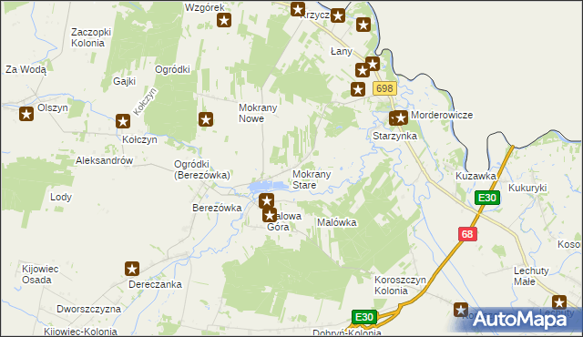 mapa Mokrany Stare, Mokrany Stare na mapie Targeo
