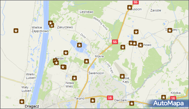 mapa Mokre gmina Grudziądz, Mokre gmina Grudziądz na mapie Targeo