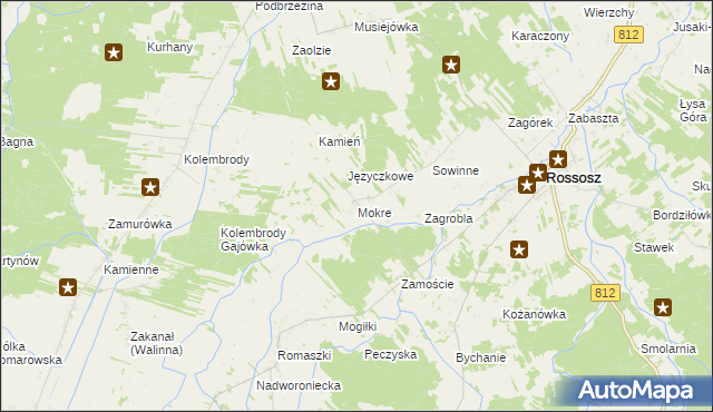 mapa Mokre gmina Rossosz, Mokre gmina Rossosz na mapie Targeo