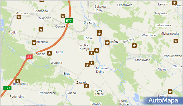 mapa Mokrsko Górne, Mokrsko Górne na mapie Targeo