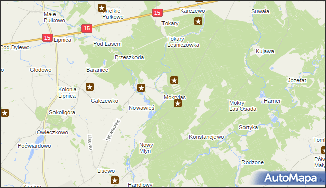 mapa Mokry Las gmina Golub-Dobrzyń, Mokry Las gmina Golub-Dobrzyń na mapie Targeo