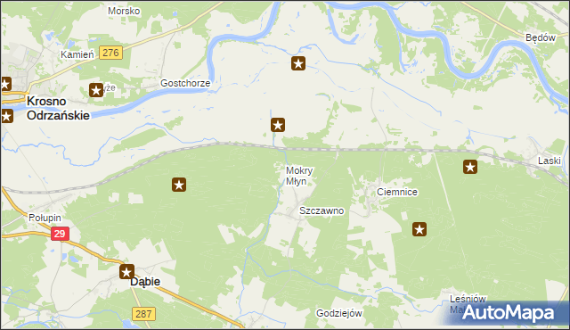 mapa Mokry Młyn, Mokry Młyn na mapie Targeo