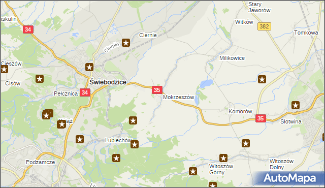 mapa Mokrzeszów, Mokrzeszów na mapie Targeo