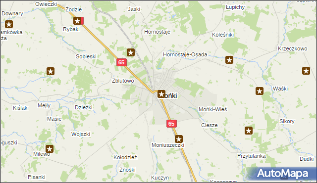 mapa Mońki, Mońki na mapie Targeo