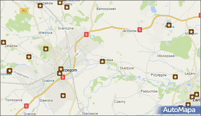 mapa Morawa gmina Strzegom, Morawa gmina Strzegom na mapie Targeo