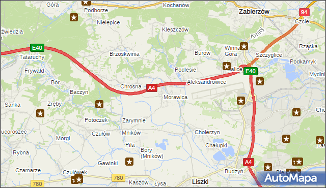 mapa Morawica gmina Liszki, Morawica gmina Liszki na mapie Targeo