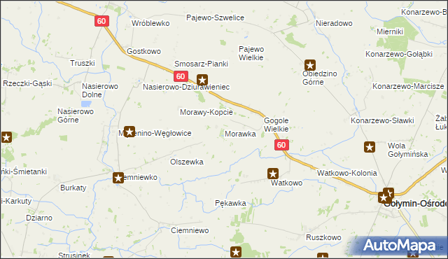 mapa Morawka gmina Gołymin-Ośrodek, Morawka gmina Gołymin-Ośrodek na mapie Targeo