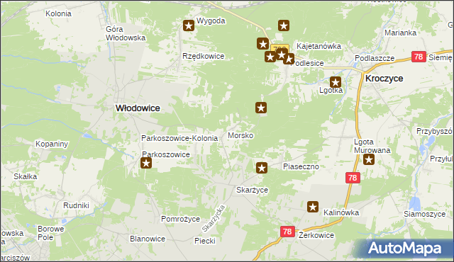 mapa Morsko gmina Włodowice, Morsko gmina Włodowice na mapie Targeo