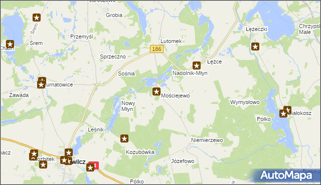 mapa Mościejewo, Mościejewo na mapie Targeo