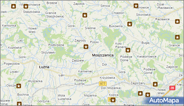 mapa Moszczenica powiat gorlicki, Moszczenica powiat gorlicki na mapie Targeo