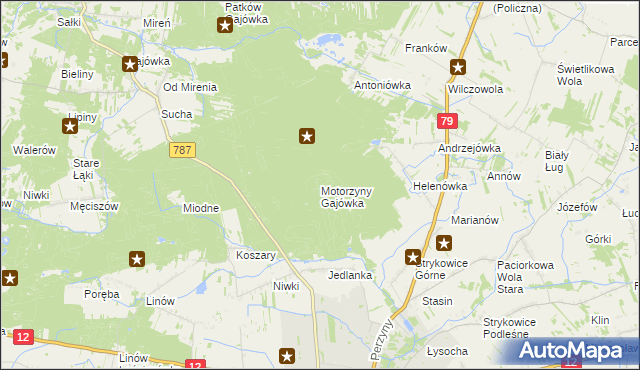 mapa Motorzyny Gajówka, Motorzyny Gajówka na mapie Targeo