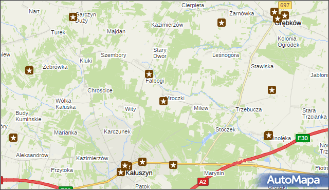 mapa Mroczki gmina Kałuszyn, Mroczki gmina Kałuszyn na mapie Targeo