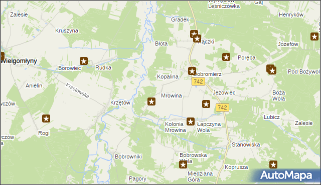 mapa Mrowina, Mrowina na mapie Targeo