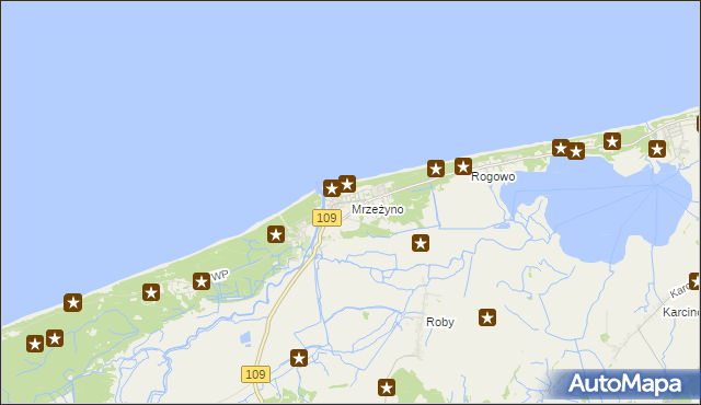 mapa Mrzeżyno, Mrzeżyno na mapie Targeo