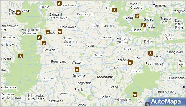 mapa Mstów gmina Jodłownik, Mstów gmina Jodłownik na mapie Targeo