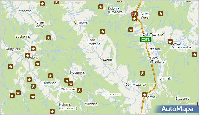 mapa Mszana gmina Dukla, Mszana gmina Dukla na mapie Targeo