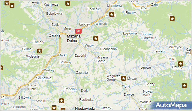 mapa Mszana Górna, Mszana Górna na mapie Targeo