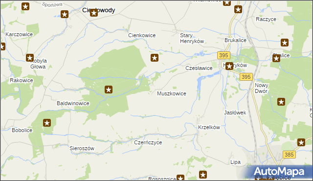 mapa Muszkowice, Muszkowice na mapie Targeo