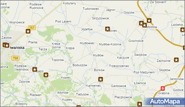 mapa Mydłów, Mydłów na mapie Targeo