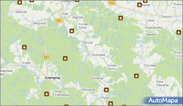 mapa Myscowa, Myscowa na mapie Targeo