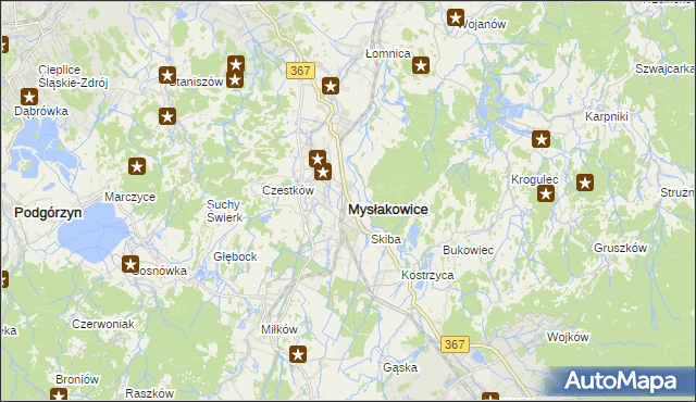 mapa Mysłakowice, Mysłakowice na mapie Targeo