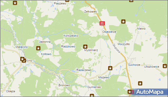 mapa Myślimierz, Myślimierz na mapie Targeo