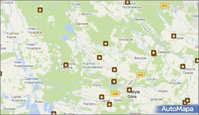 mapa Myślniew, Myślniew na mapie Targeo