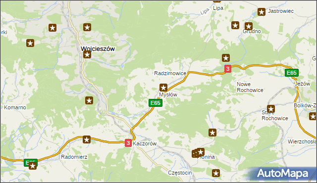 mapa Mysłów gmina Bolków, Mysłów gmina Bolków na mapie Targeo