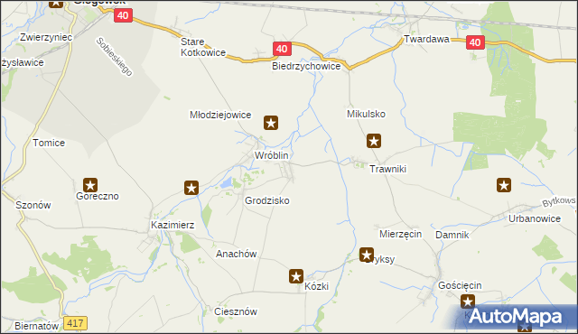 mapa Naczęsławice, Naczęsławice na mapie Targeo