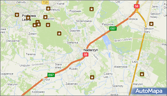 mapa Nadarzyn powiat pruszkowski, Nadarzyn powiat pruszkowski na mapie Targeo