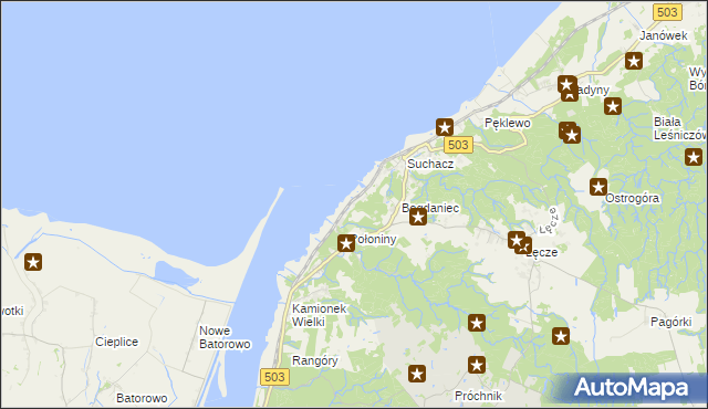 mapa Nadbrzeże gmina Tolkmicko, Nadbrzeże gmina Tolkmicko na mapie Targeo