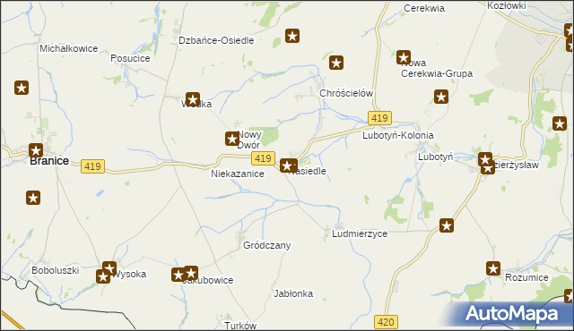 mapa Nasiedle, Nasiedle na mapie Targeo