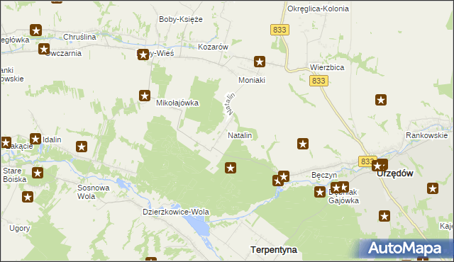 mapa Natalin gmina Urzędów, Natalin gmina Urzędów na mapie Targeo