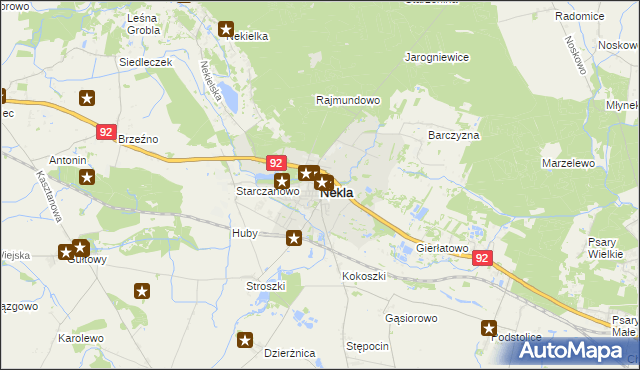 mapa Nekla powiat wrzesiński, Nekla powiat wrzesiński na mapie Targeo