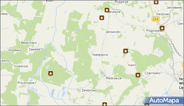 mapa Niebędzino, Niebędzino na mapie Targeo