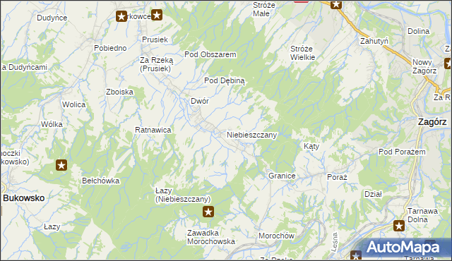 mapa Niebieszczany, Niebieszczany na mapie Targeo