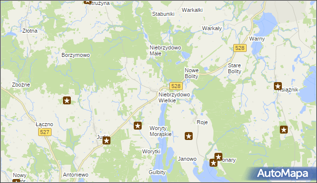 mapa Niebrzydowo Wielkie, Niebrzydowo Wielkie na mapie Targeo