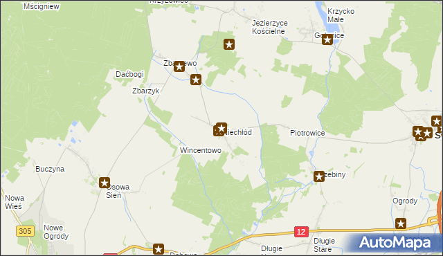 mapa Niechłód, Niechłód na mapie Targeo